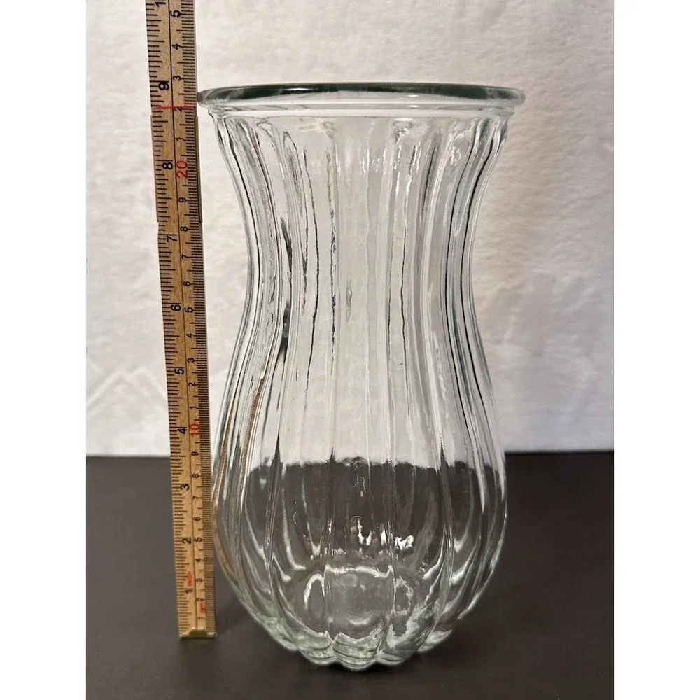 Clear Glass Floral Flower Vase  